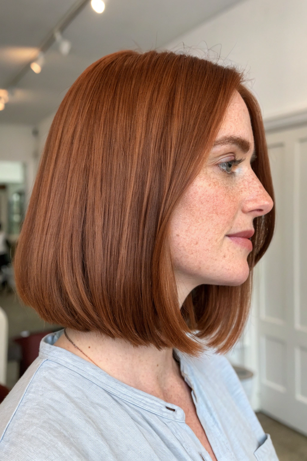 17) glossy copper bob