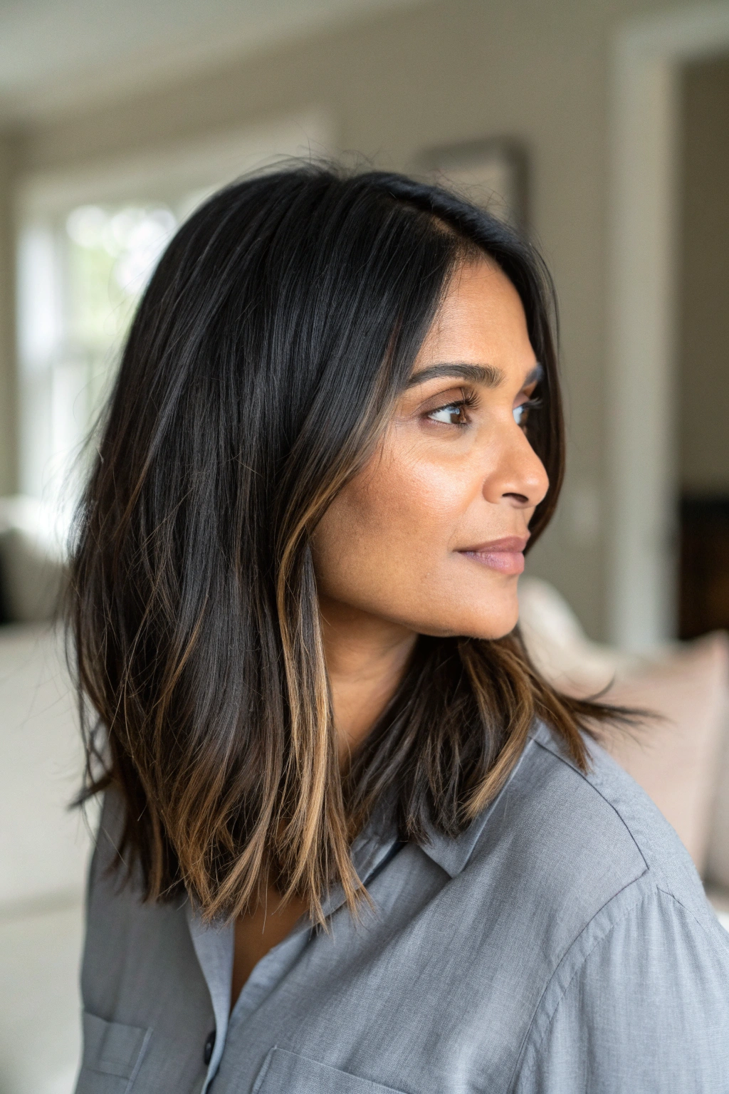 9) subtle black balayage