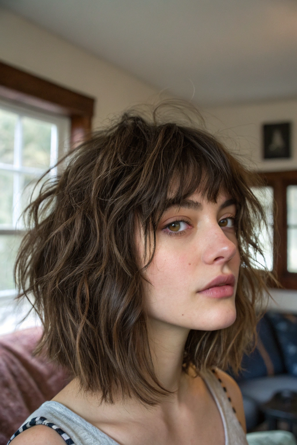 1) messy modern shag cut