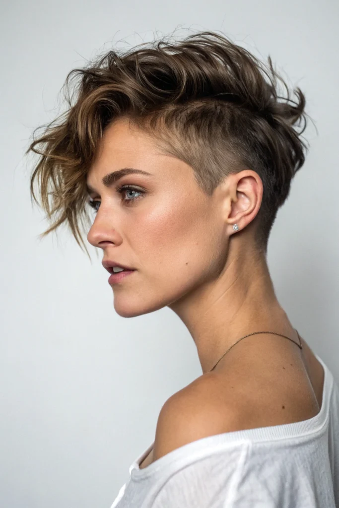 Edgy long pixie with undercut