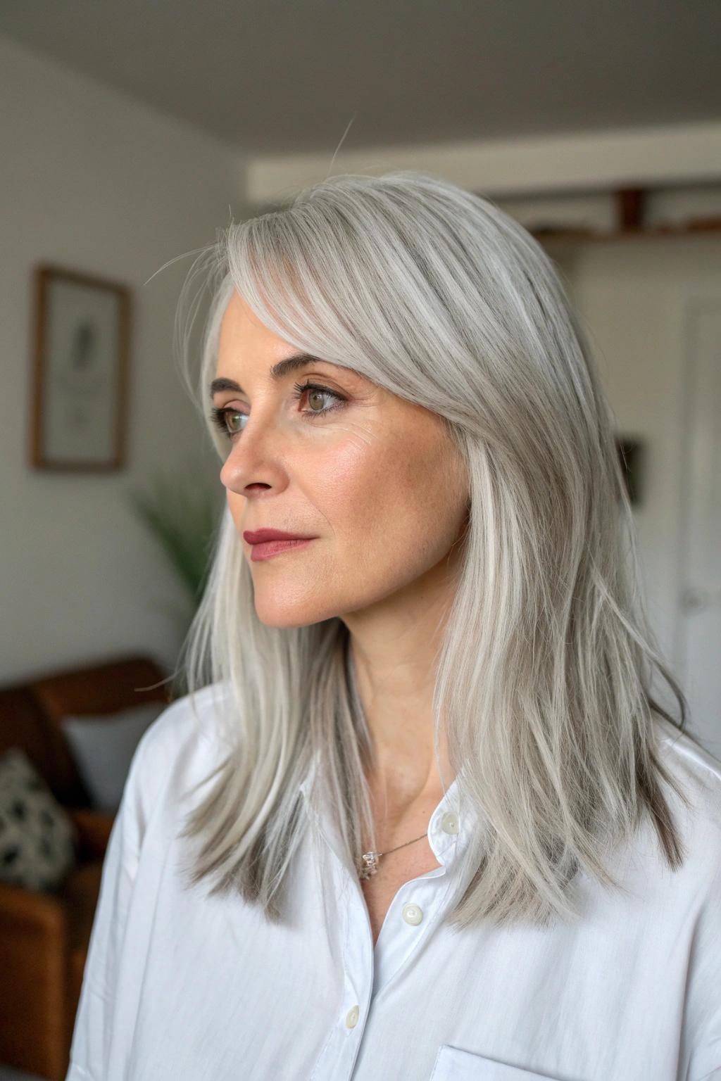 5) soft silver-hued long pixie