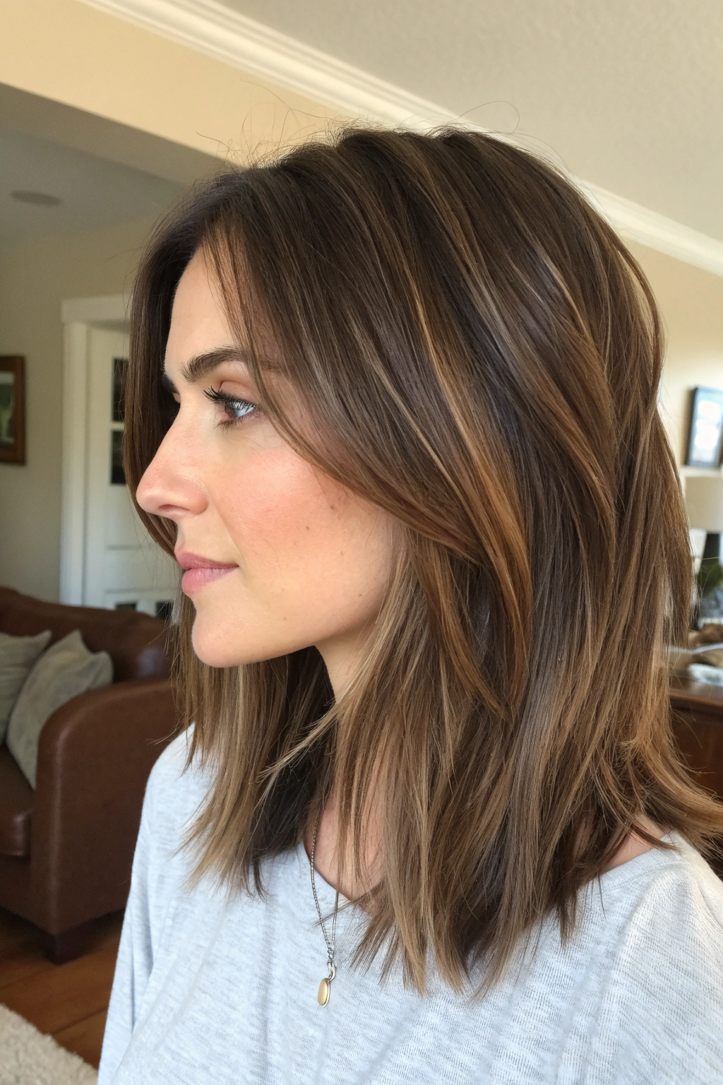 4) layered shoulder-length cut