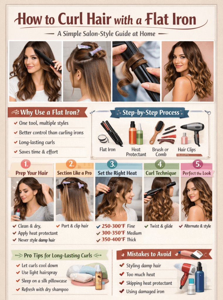 How to curl hair with flat iron