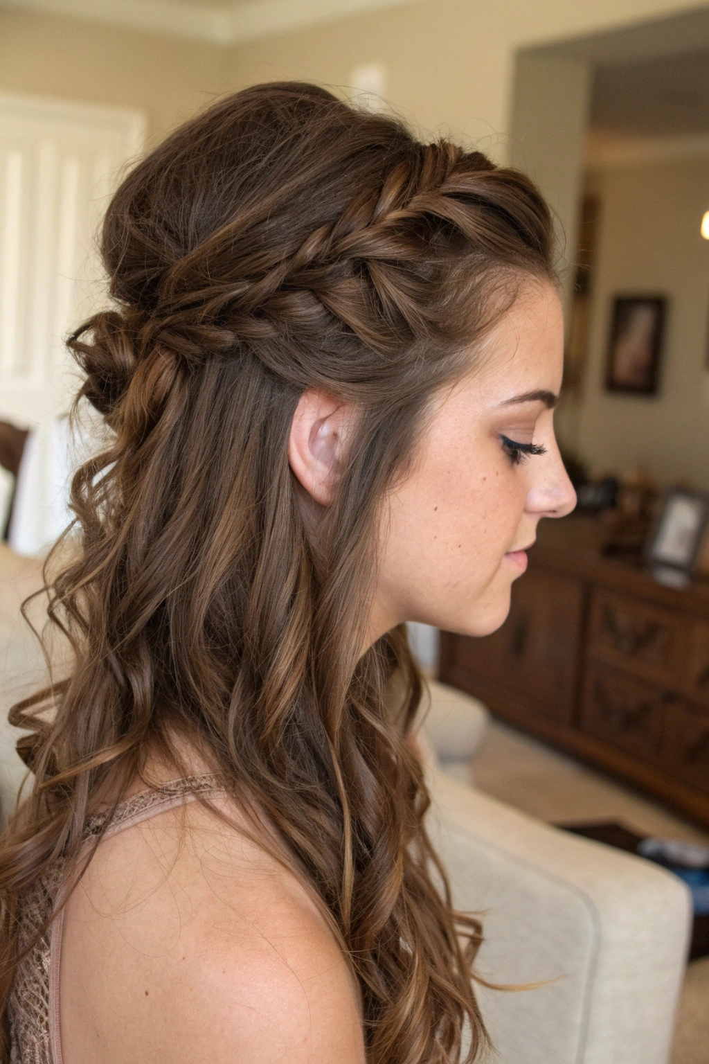 18) twisted half-up hairstyle