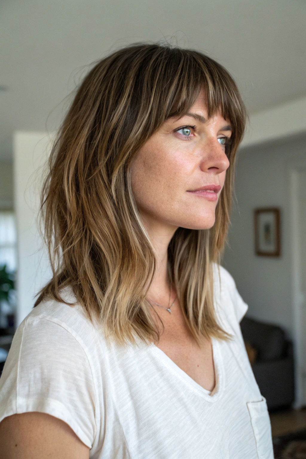 5) asymmetrical side bangs with layered cut