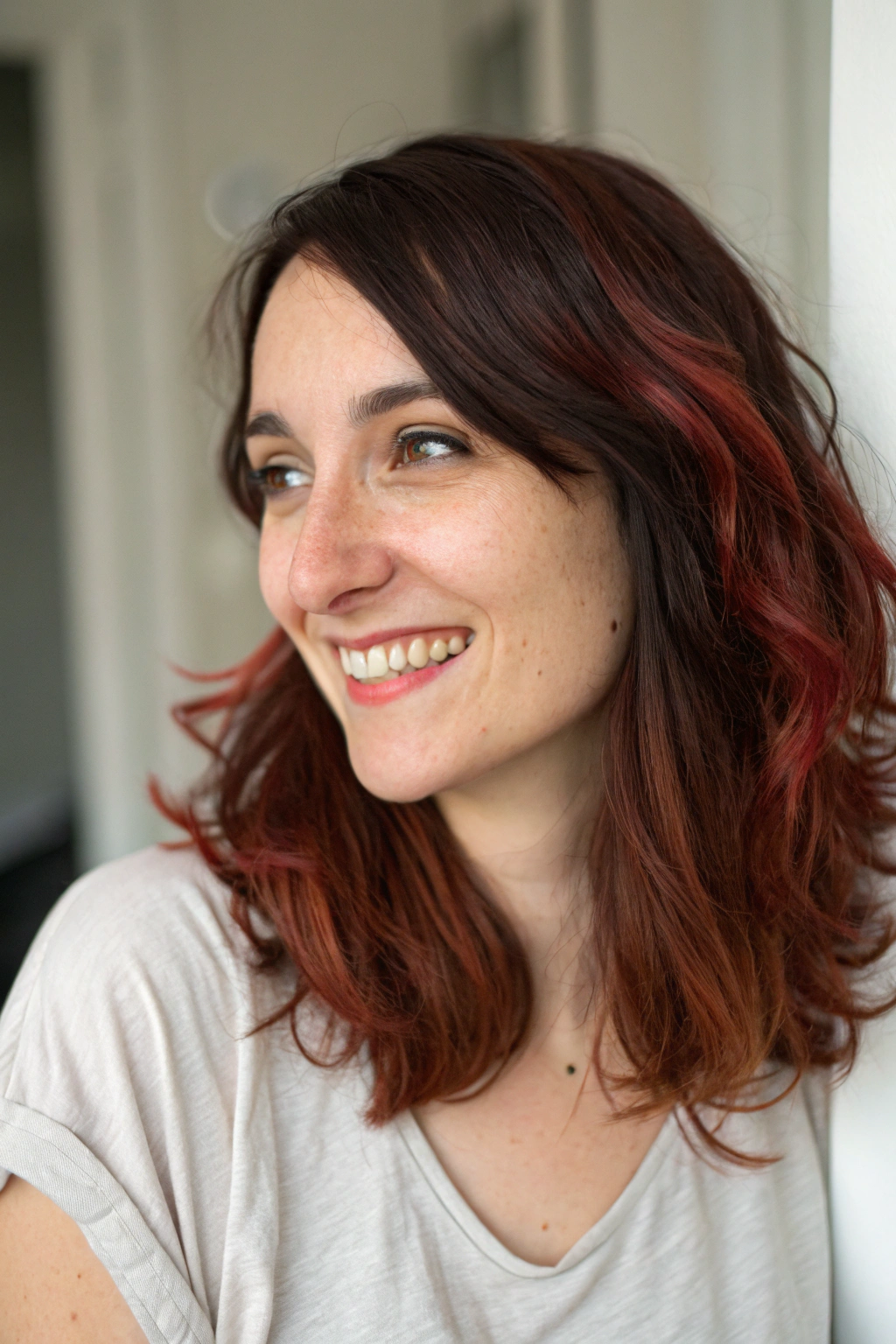 15) dark auburn with red hues