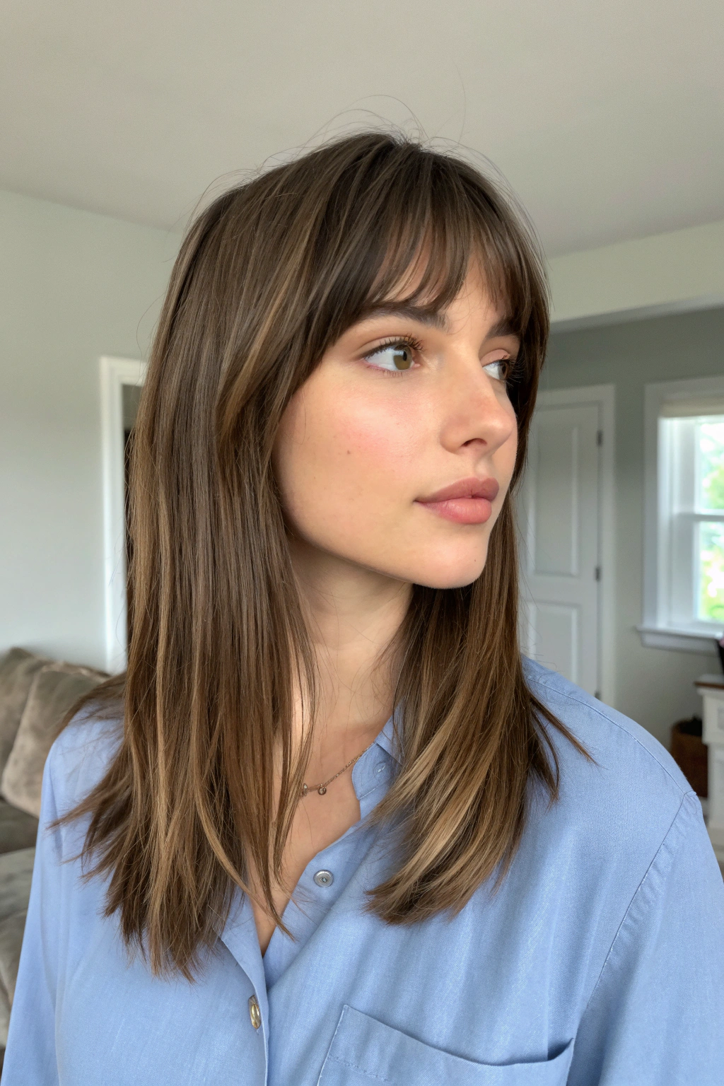 9) feathered side bangs for volume