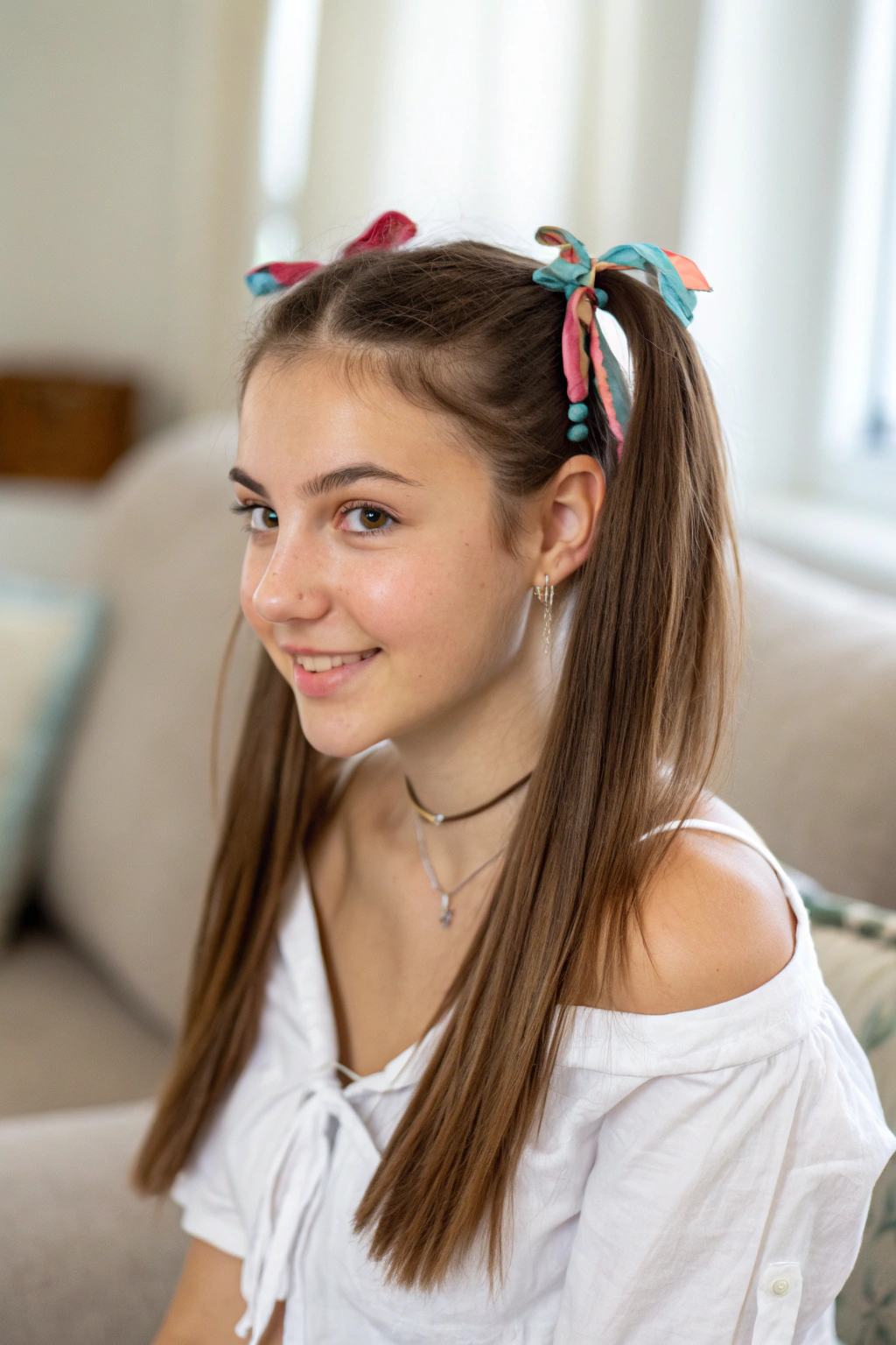 12) pigtails with hair accessories