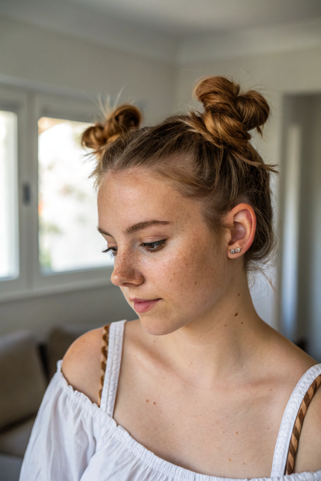 2) high pigtail buns
