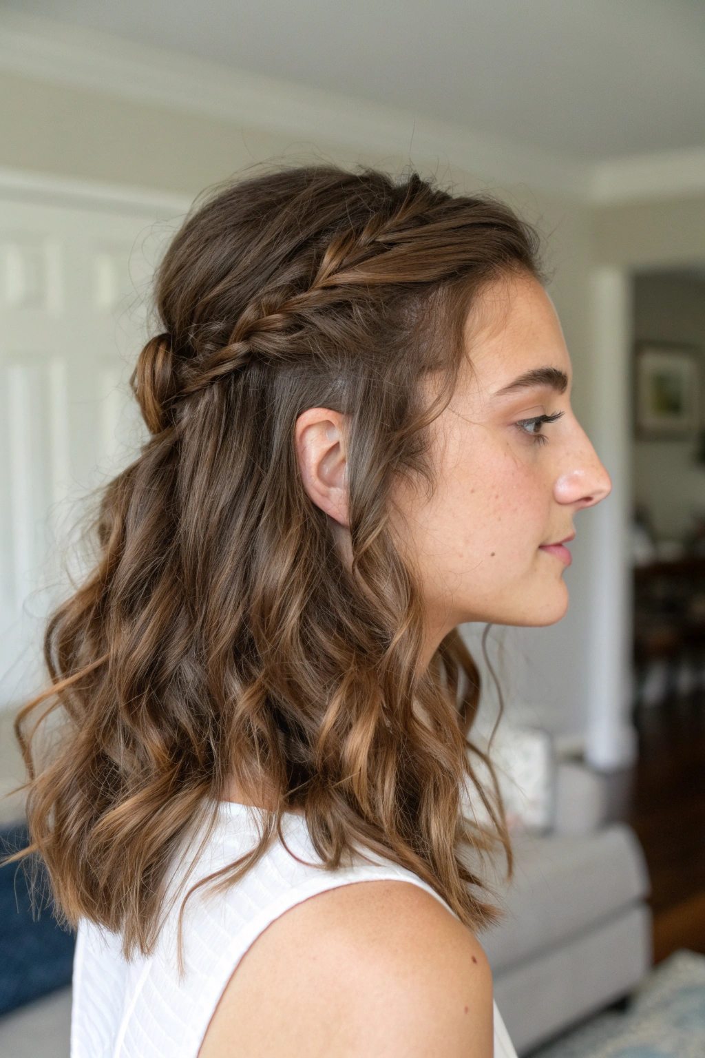 10) twisted half-updo