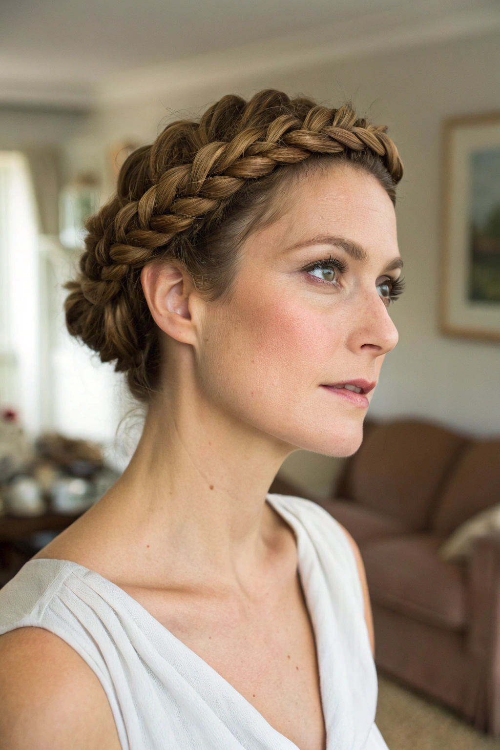 7) braided crown updo