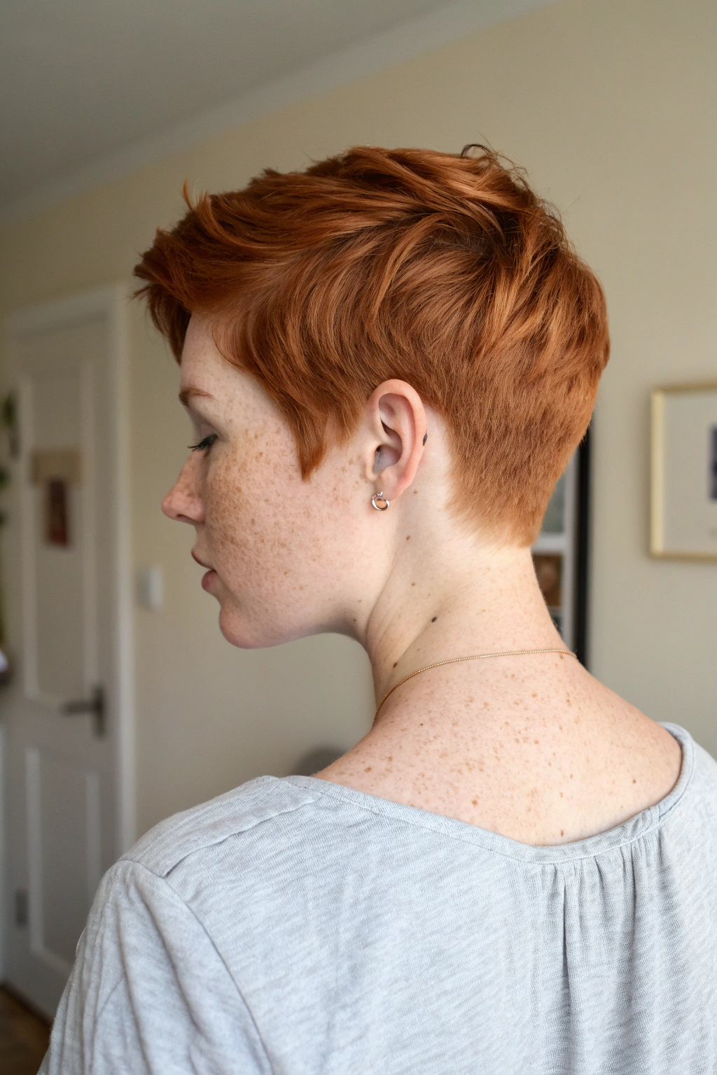 18) copper red pixie cut