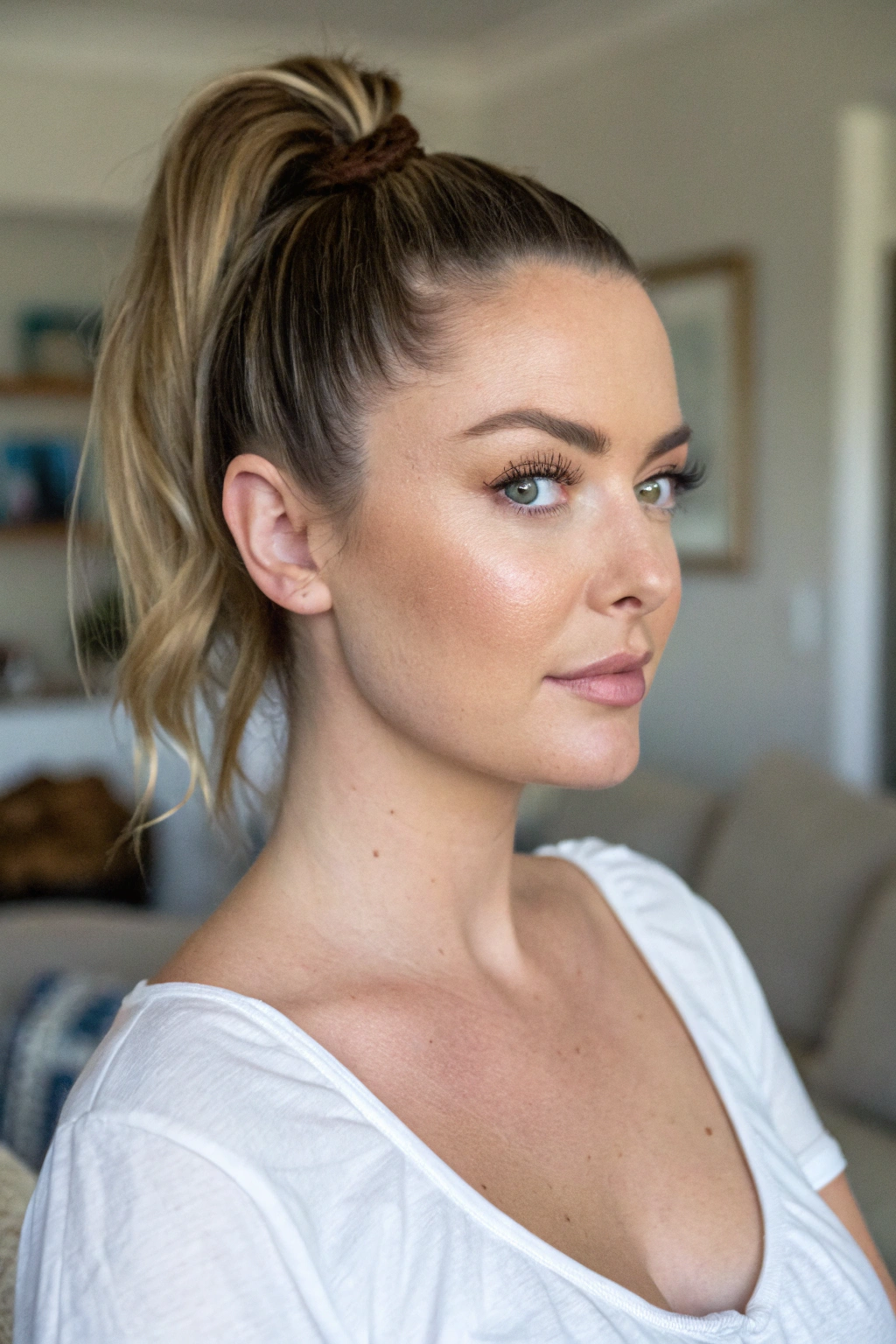 7) high ponytail with volume