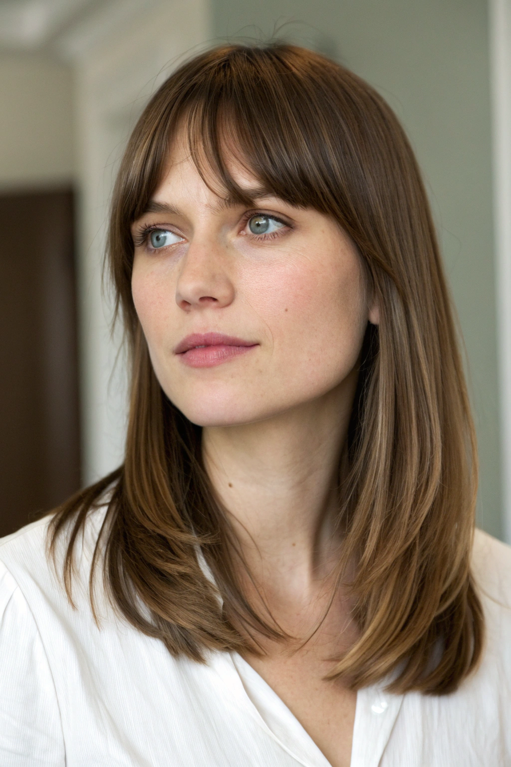 6) soft side-swept bangs