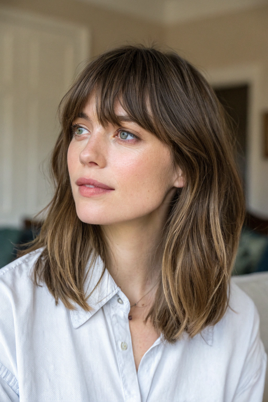 2) wispy side bangs for fine hair