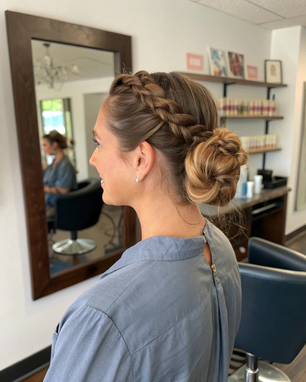 9. Braided messy bun