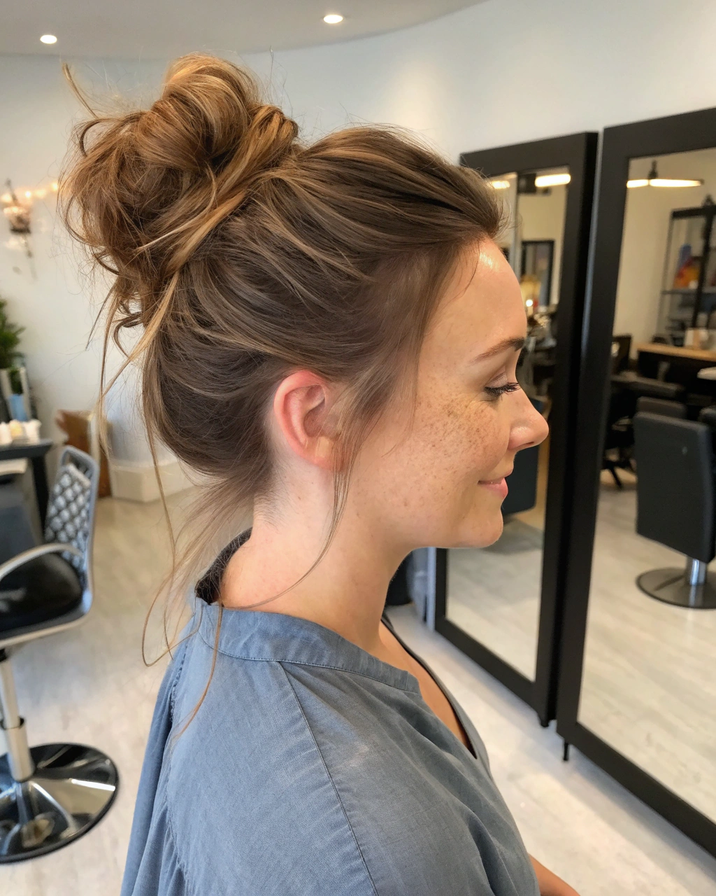 7. Half-up messy bun