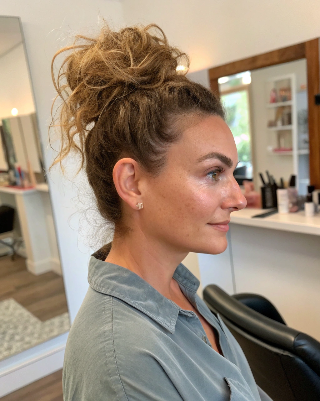 6. Textured messy bun