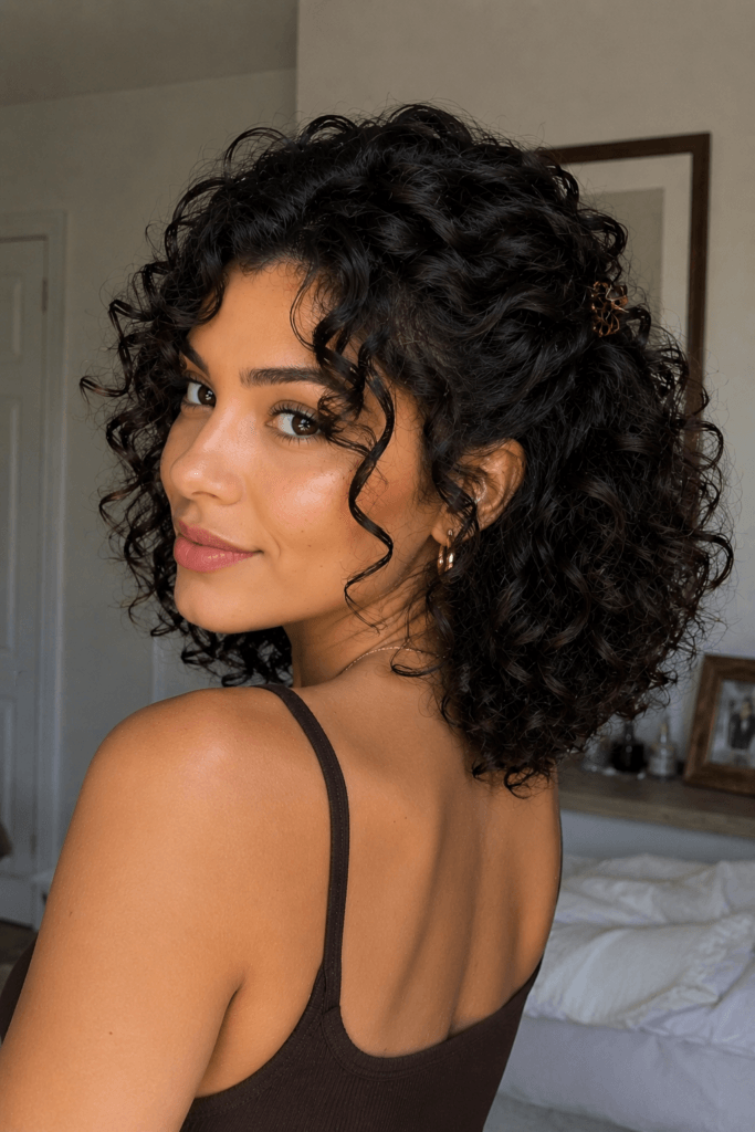 Pinned back curls with volume
