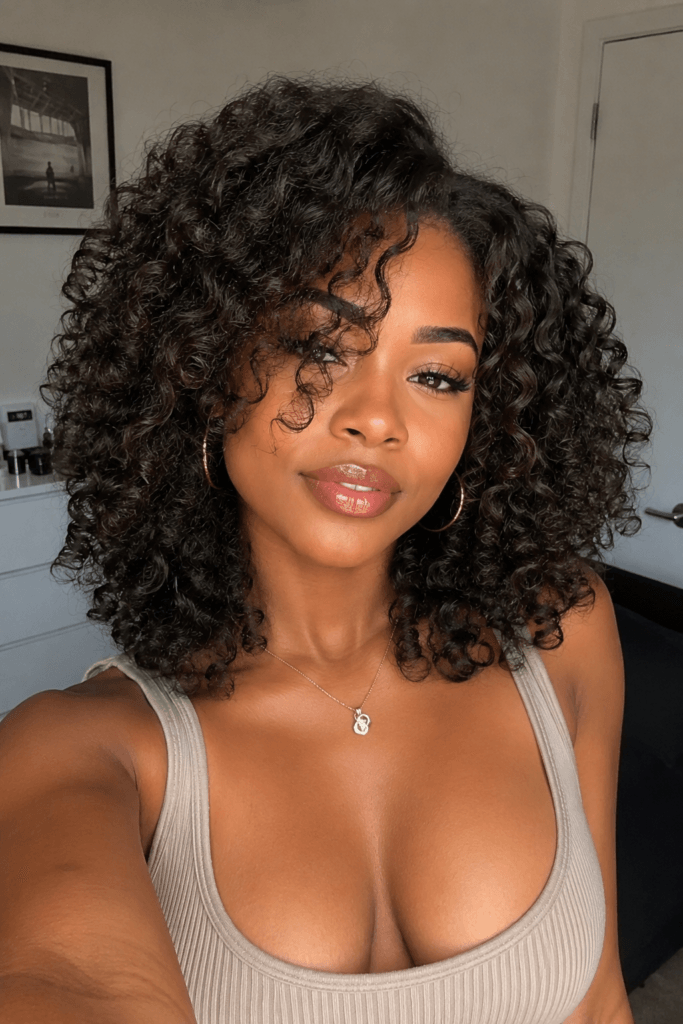 Shoulder length layered curls