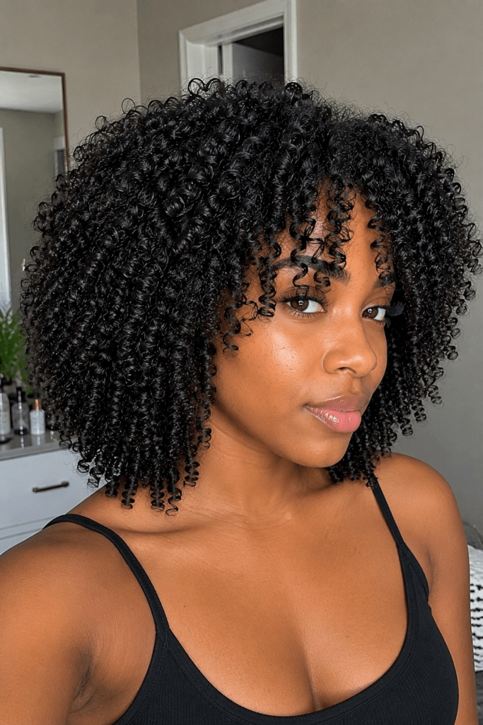Wash and go with defined coils