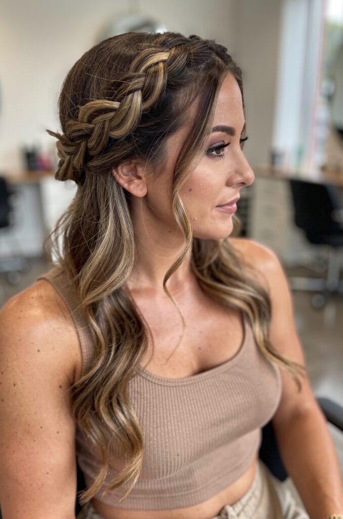Boho side crown braid