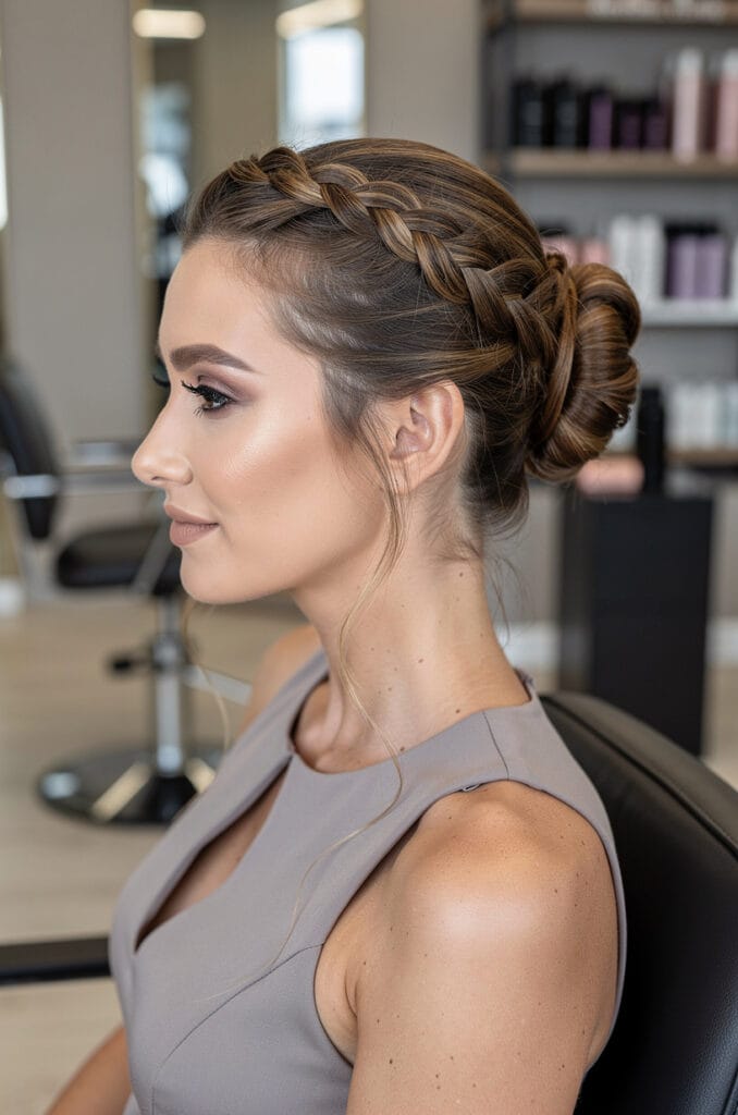 Braided halo bun