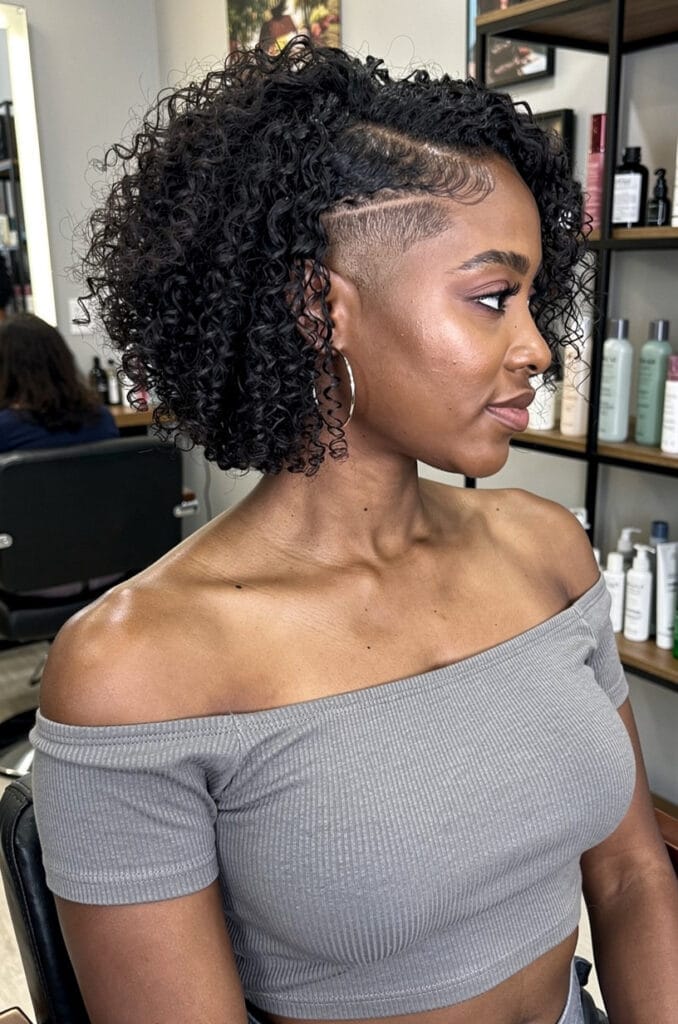 Curly bob with tapered nape