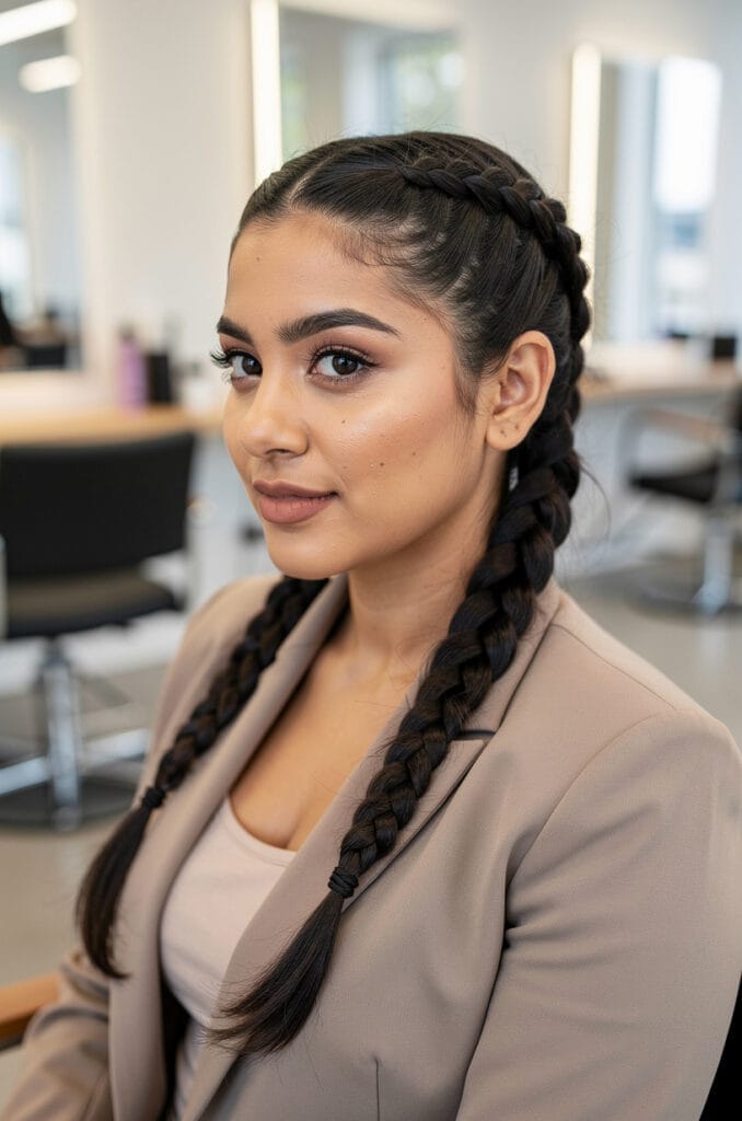 Dutch braided pigtails