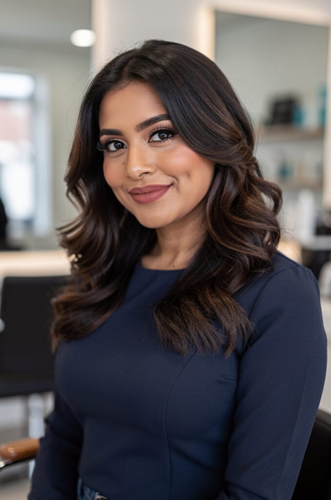 Face framing wavy layers