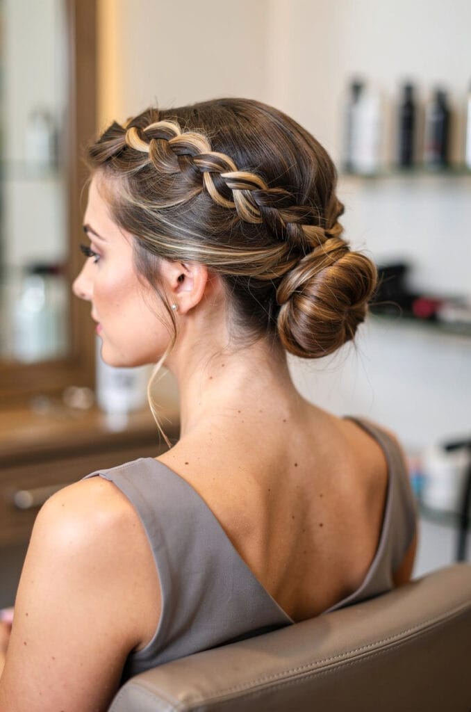 French braid into chignon