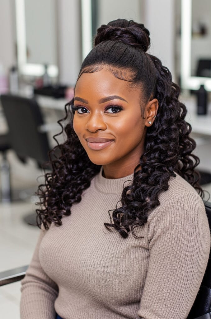 Half up half down curls