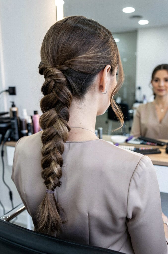 Low braided ponytail