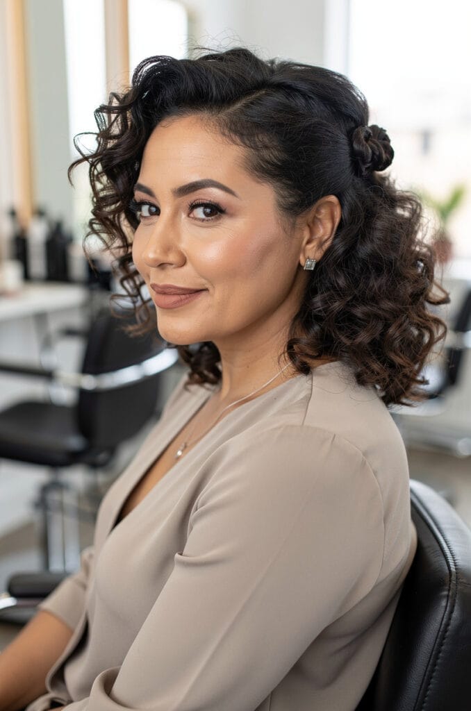 Pinned back curls with volume