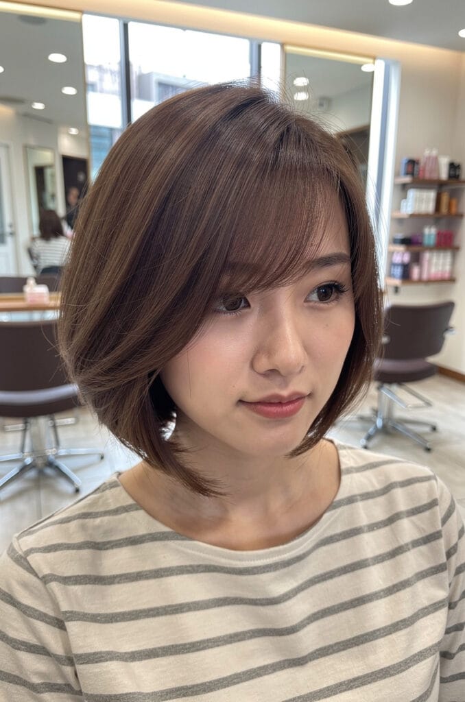 Side swept bangs focus