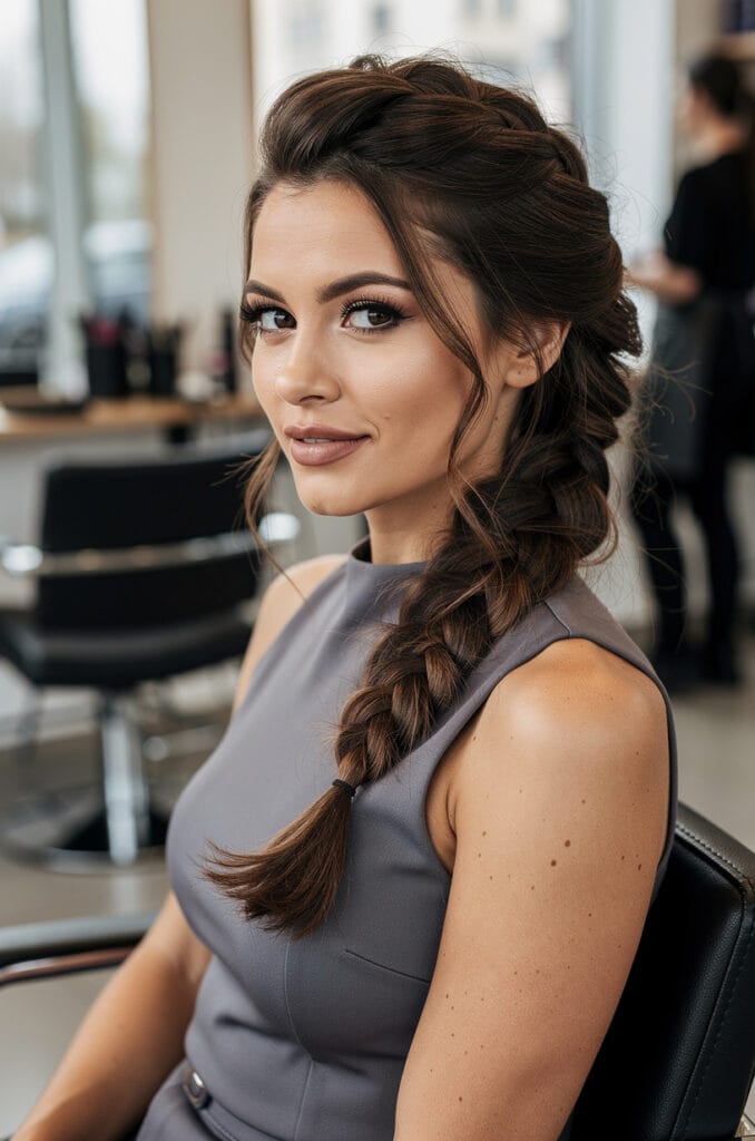 Side-swept fishtail braid
