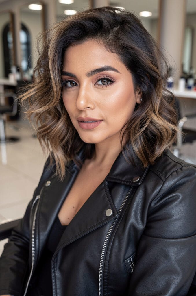 Tousled shoulder length waves