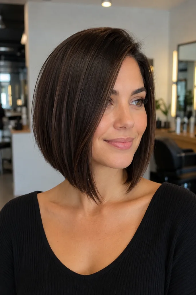 A line bob with side part