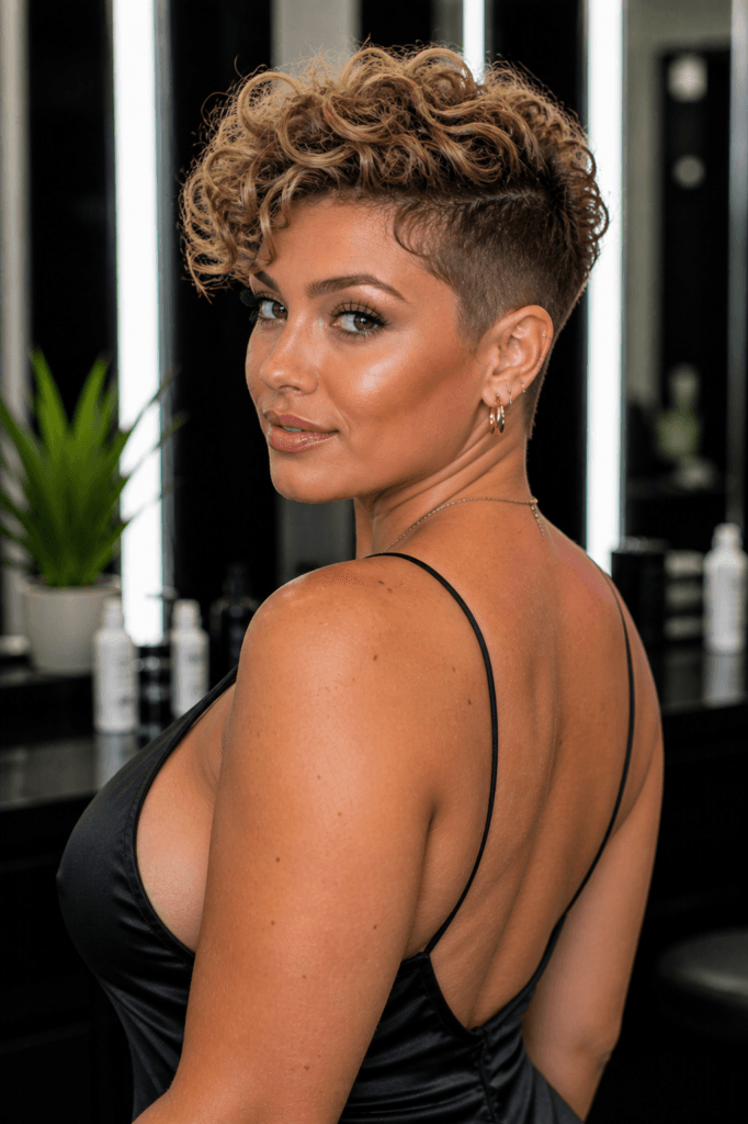 Curly pixie with faux hawk