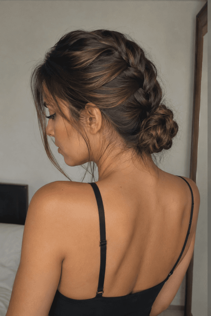 French braid into low bun1
