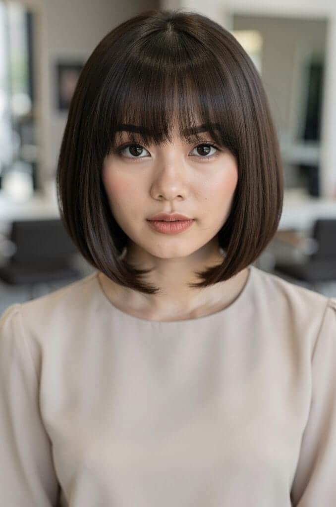 Chin length bob with bangs 678x1024 1