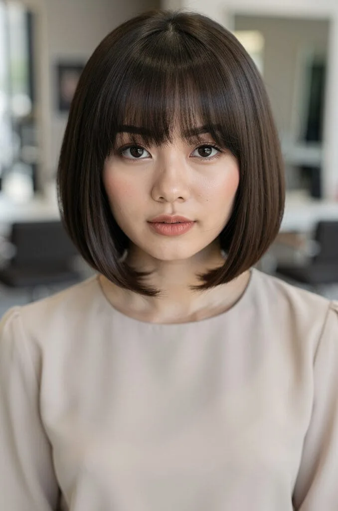 Chin length bob with bangs 678x1024 1