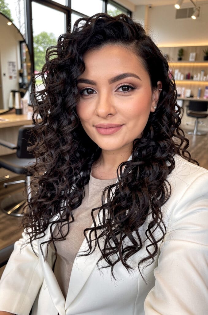 Defined ringlets with deep side part