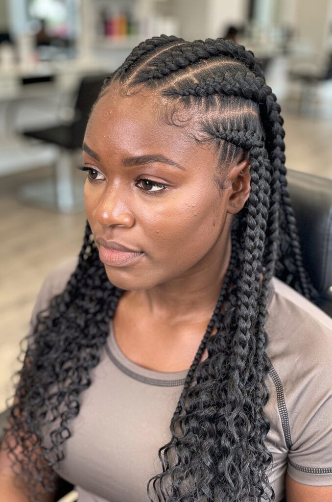 Double dutch braids into curls