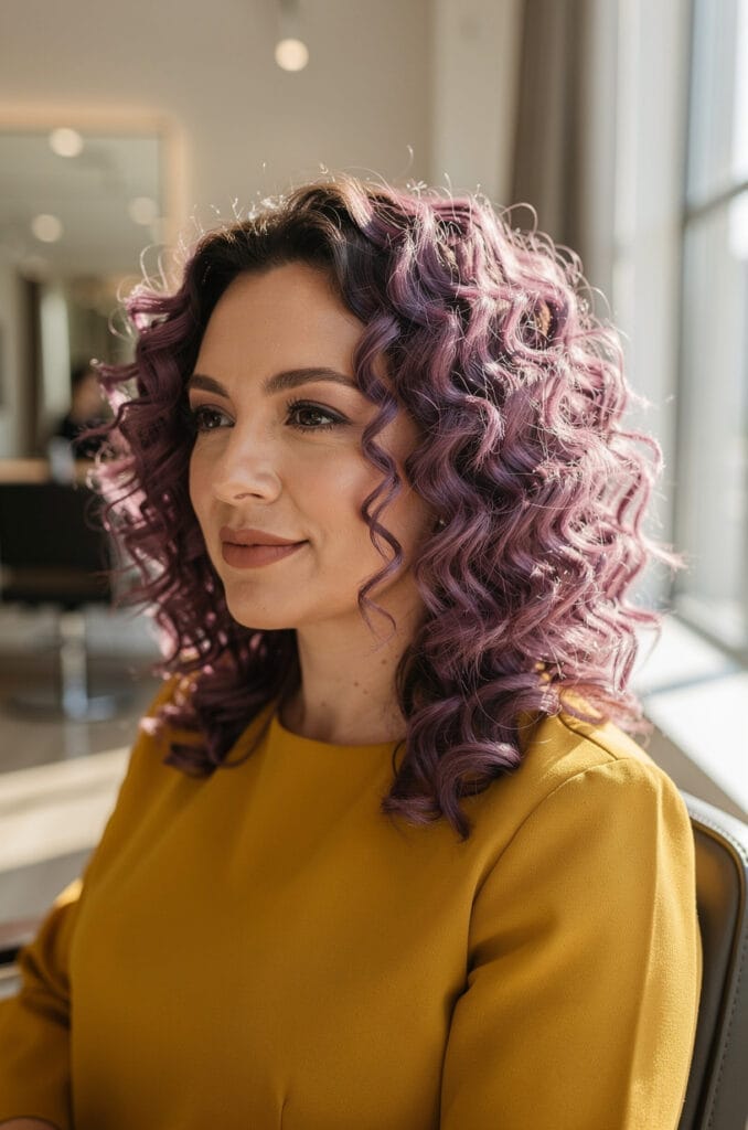 Dusty mauve on curly hair 678x1024 1