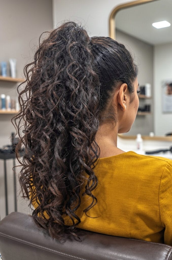 High curly ponytail
