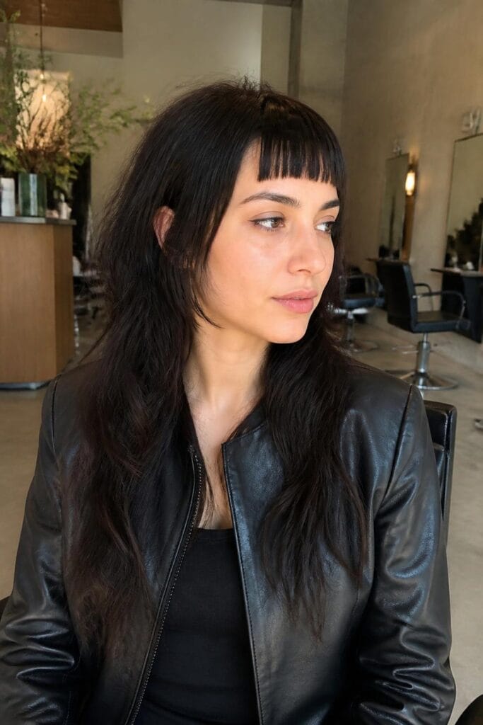 Long shag with baby bangs 683x1024 1