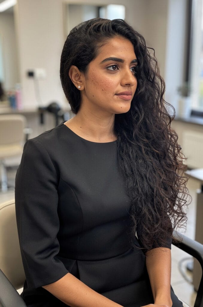 Side swept glamour curls