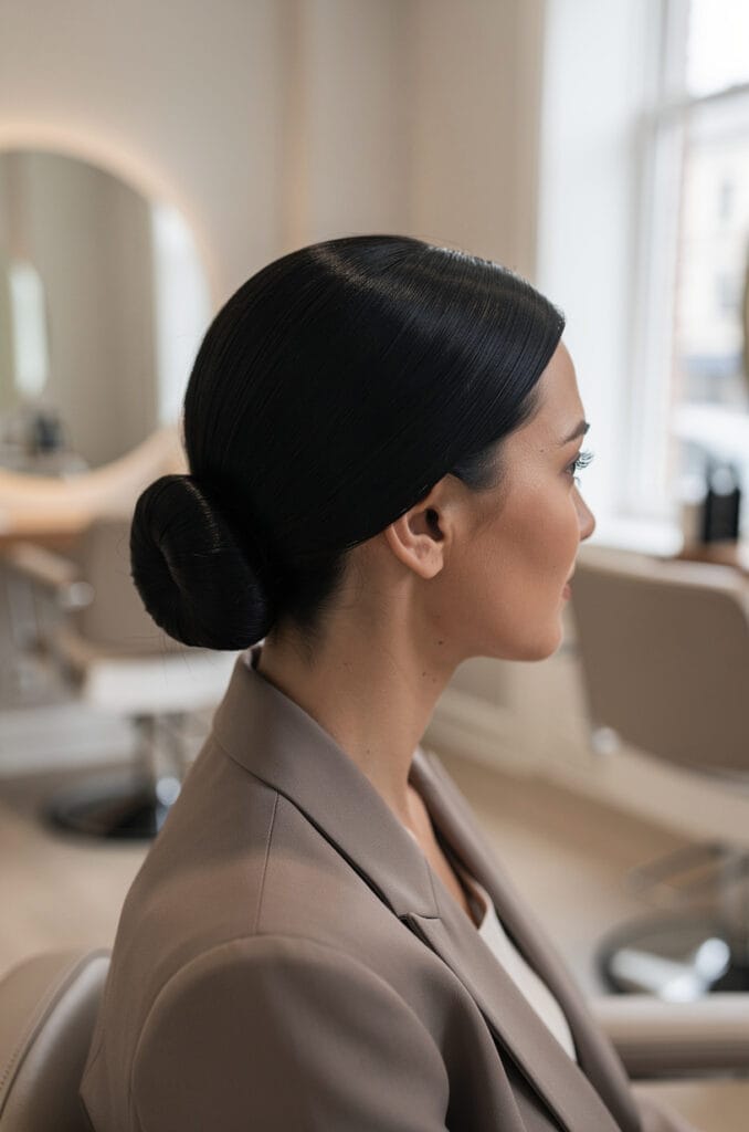 Sleek low bun with side part 1 678x1024 1