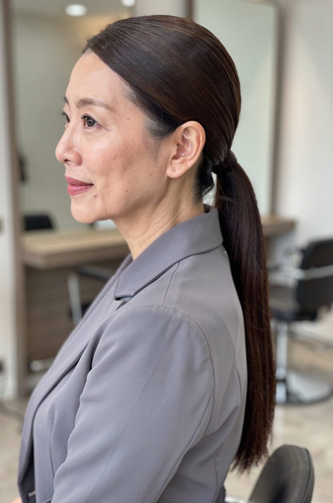 Sleek low ponytail